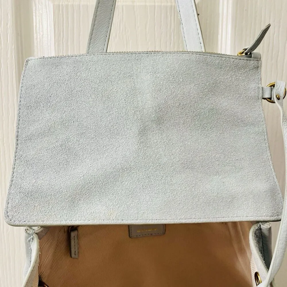 Margot New York‎ Jamee Suede Tote Double Handle Blue TikTok Viral Makeup Pouch